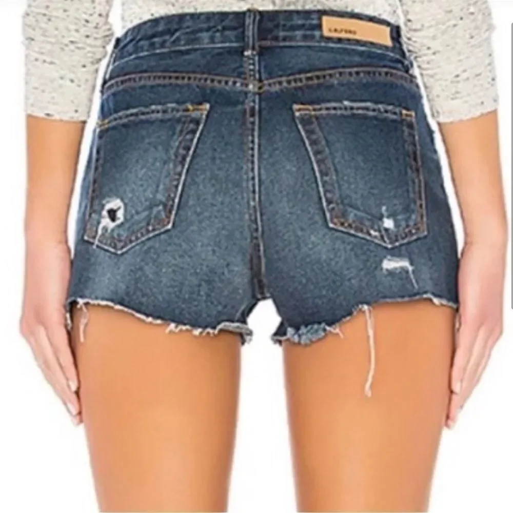 GRLFRND Cindy Button Front Cut Off Shorts Distress Babylon